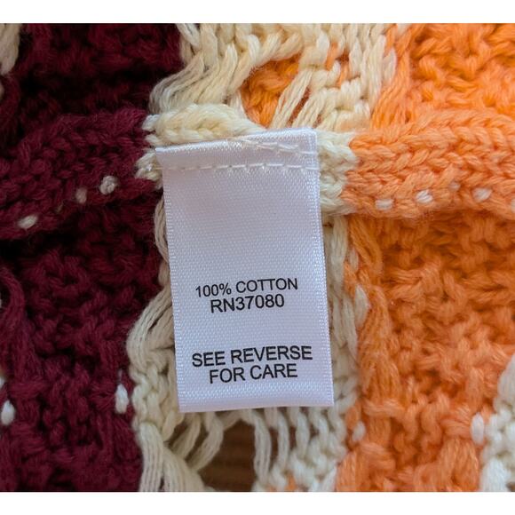 Cato Crochet Sweater Medium Multicolor Stripe Cotton Open Knit Short Sleeve Boho - Picture 8 of 9